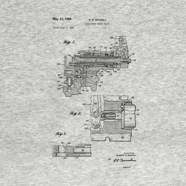 Fail Safe Servo Valve Vintage Patent Hand Drawing by TheYoungDesigns